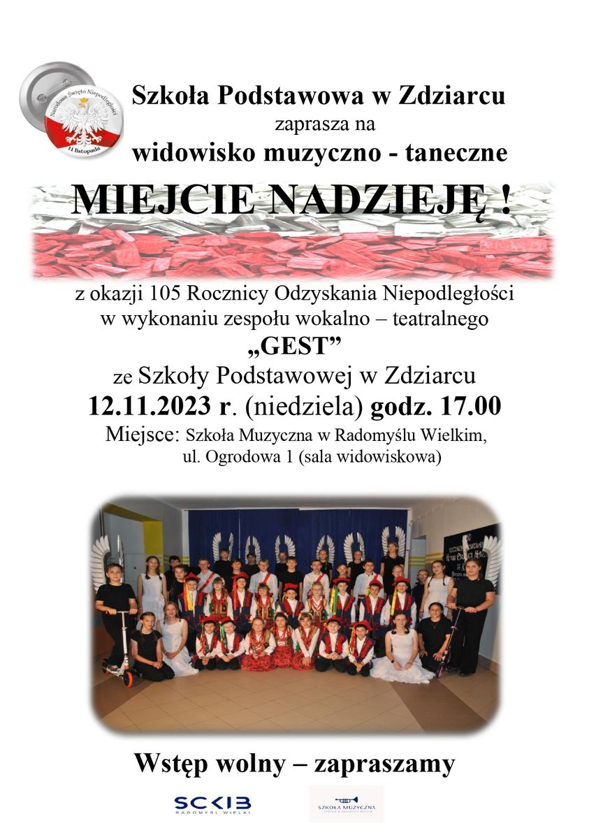 Plakat informujący o widowisku Miejcie nadzieję.