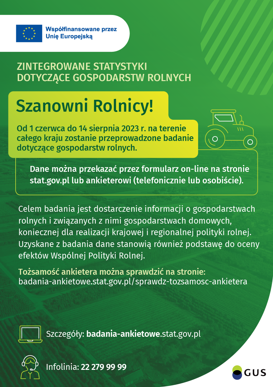 Plakat - badania statystyczne z zakresu rolnictwa 2023