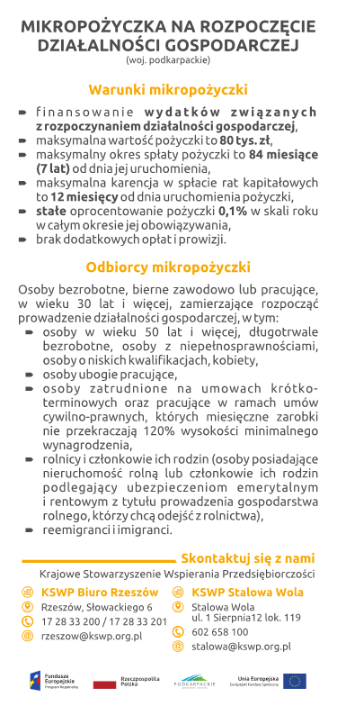 Informacje o mikropożyczce na rozpoczęcie działalności gospodarczej - strona 2