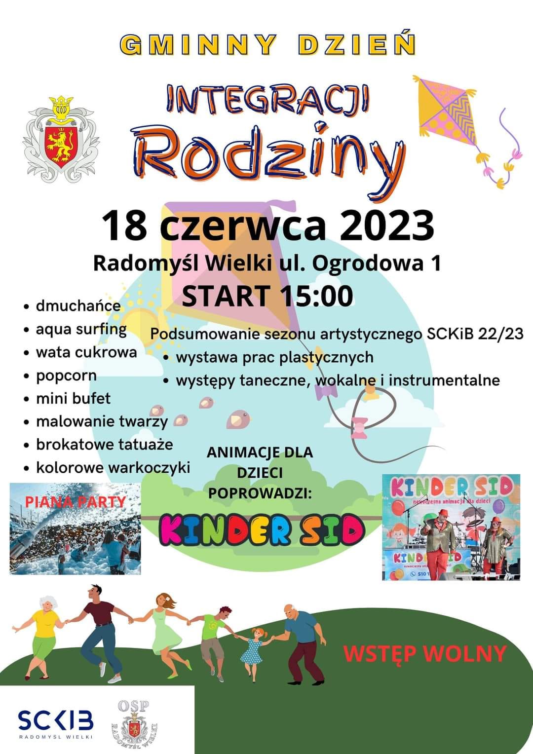 Plakat imprezy pn. Gminny Dzień Integracji Rodziny.