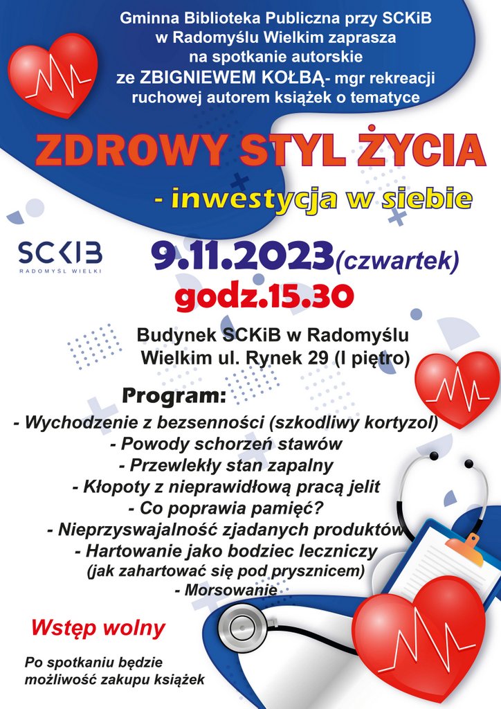 Plakat dotyczący spotkania nt. zdrowego stylu życia.