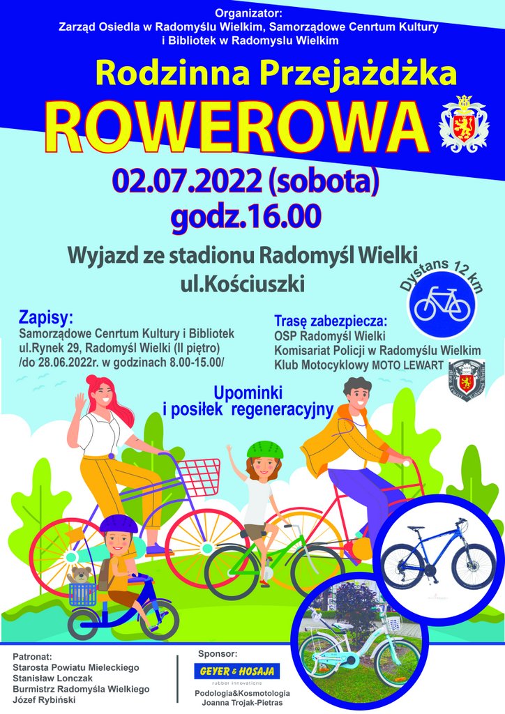 Plakat informujący o przejażdżce rowerowej.