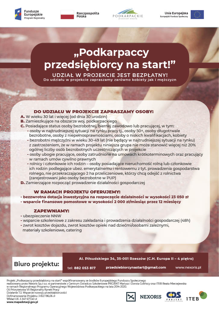 Podkarpaccy przdsiębiorcy na start plakat