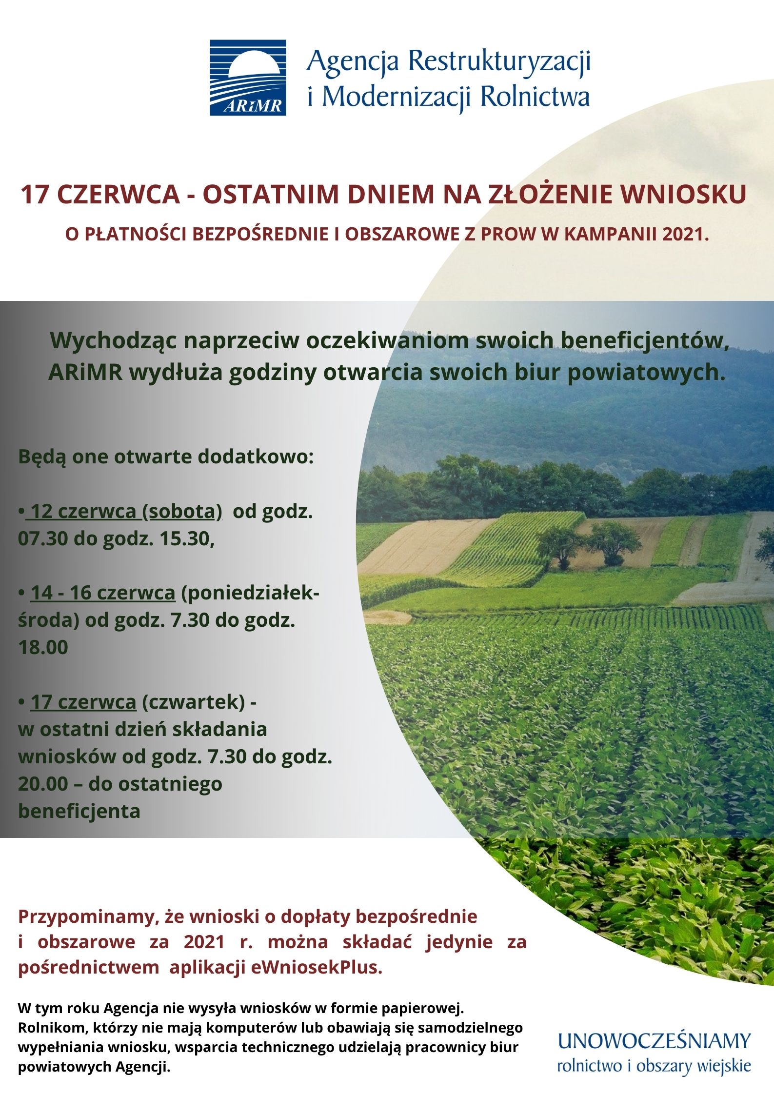 informacja o ostatnim sniu składania wniosków o płatności bezpośrednie