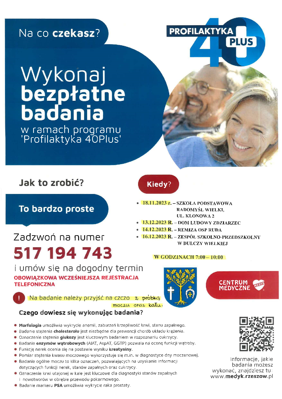 Plakat profilaktyka 40 plus