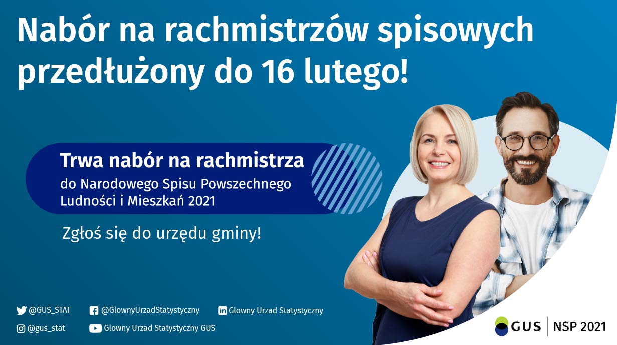 Plakat - przedłużenie naboru kandydatów na rachmistrzów Narodowego Spisu Powrzechnego