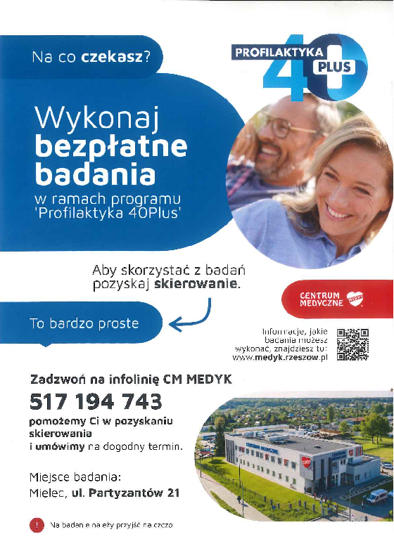 Ulotka badania profilaktyczne 40+ strona 1