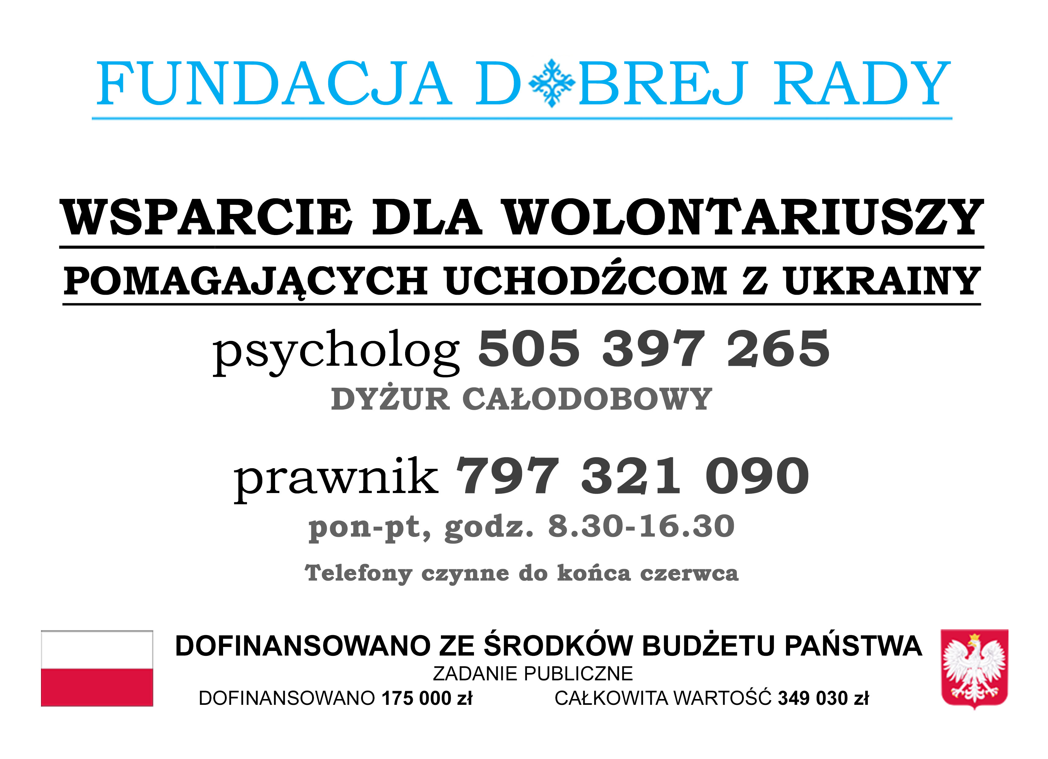 Informacje dotyczące wspzrcia dla wolontariuszy pomagającym uchodźcom z Ukrainy