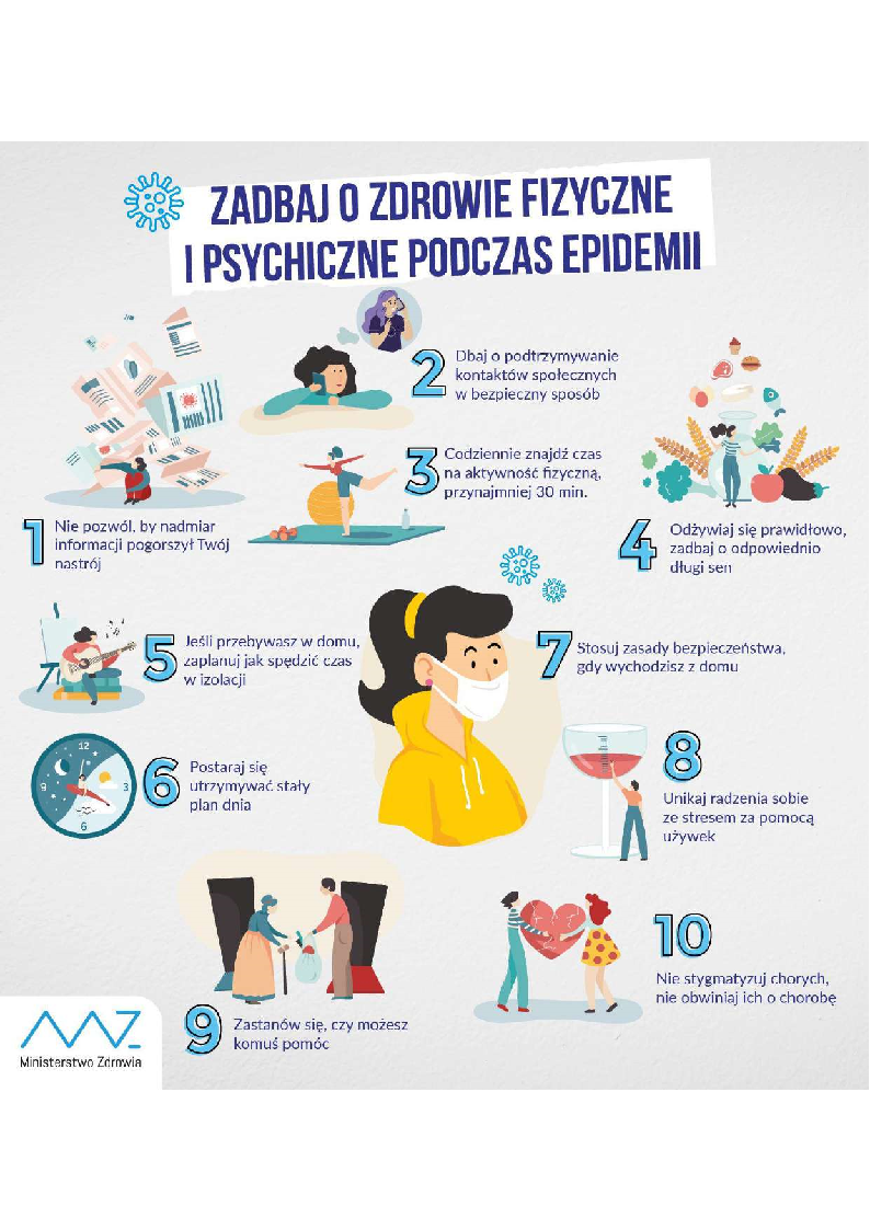 Plakat - zdrowie fizyczne i psychiczne podczas epidemii